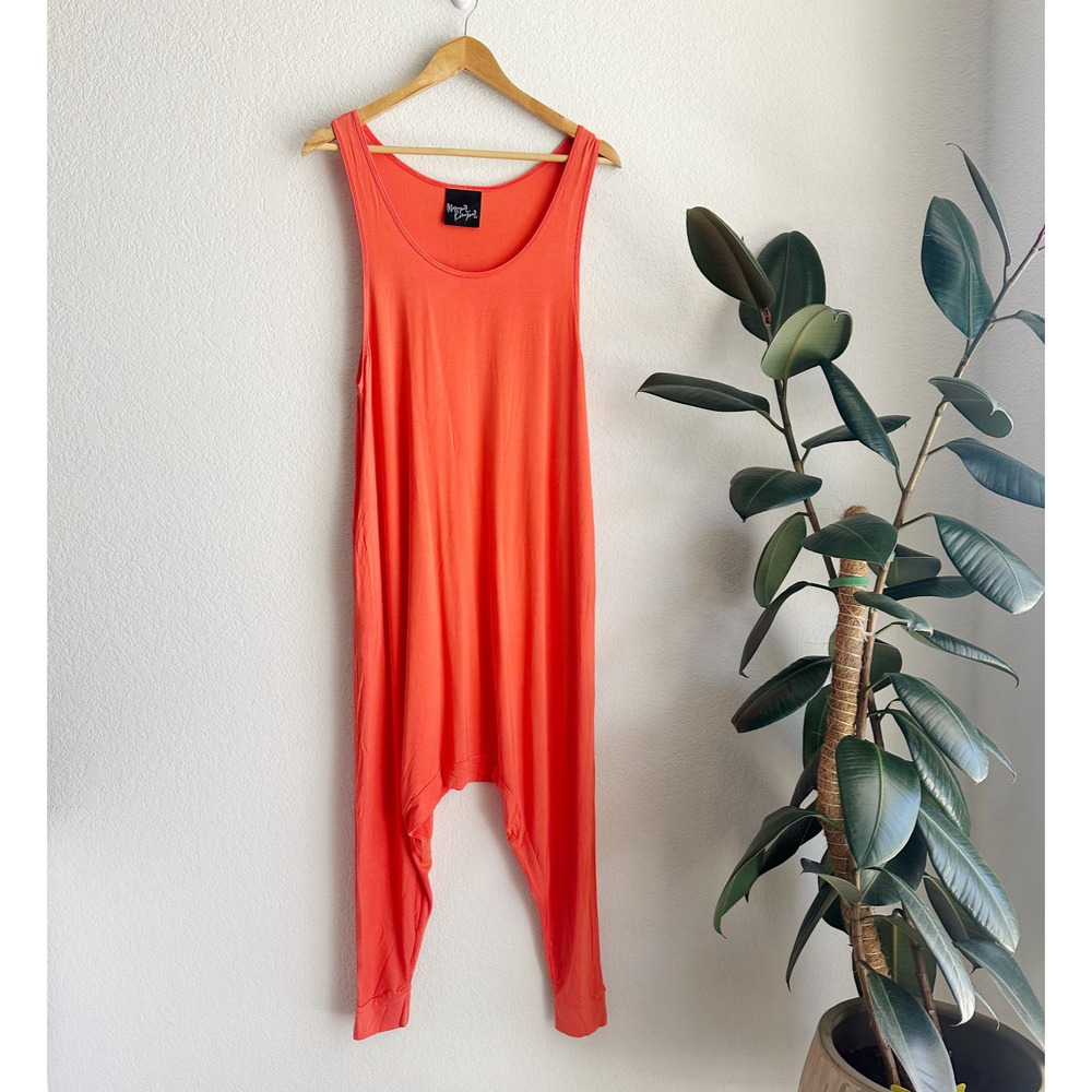 Momper Romper Jumpsuit XSP Orange Drop Crotch Harem Maternity Loungewear Cozy